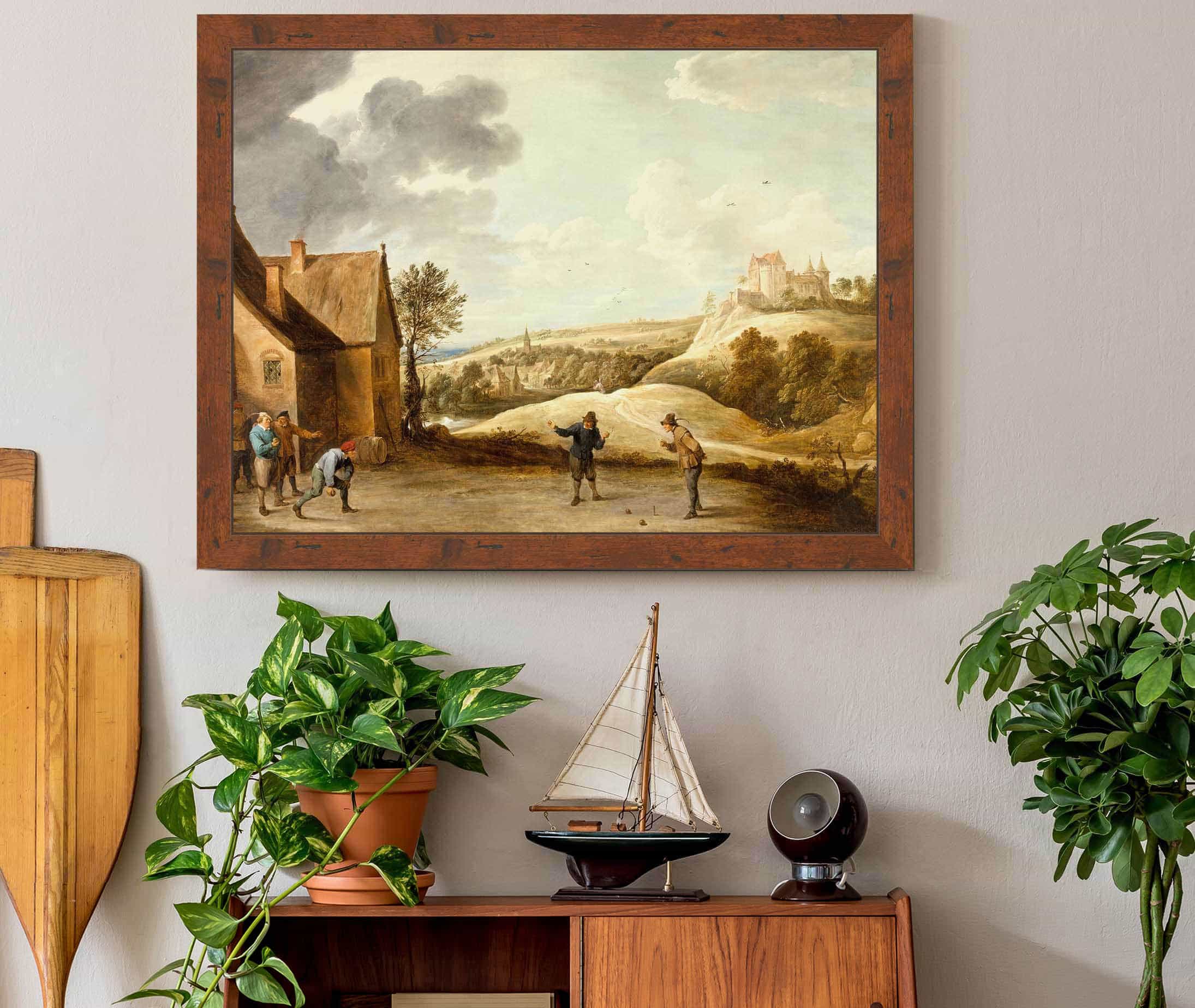 Landscape With Peasants Playing Bowls Outside An Inn by David Teniers The Younger
