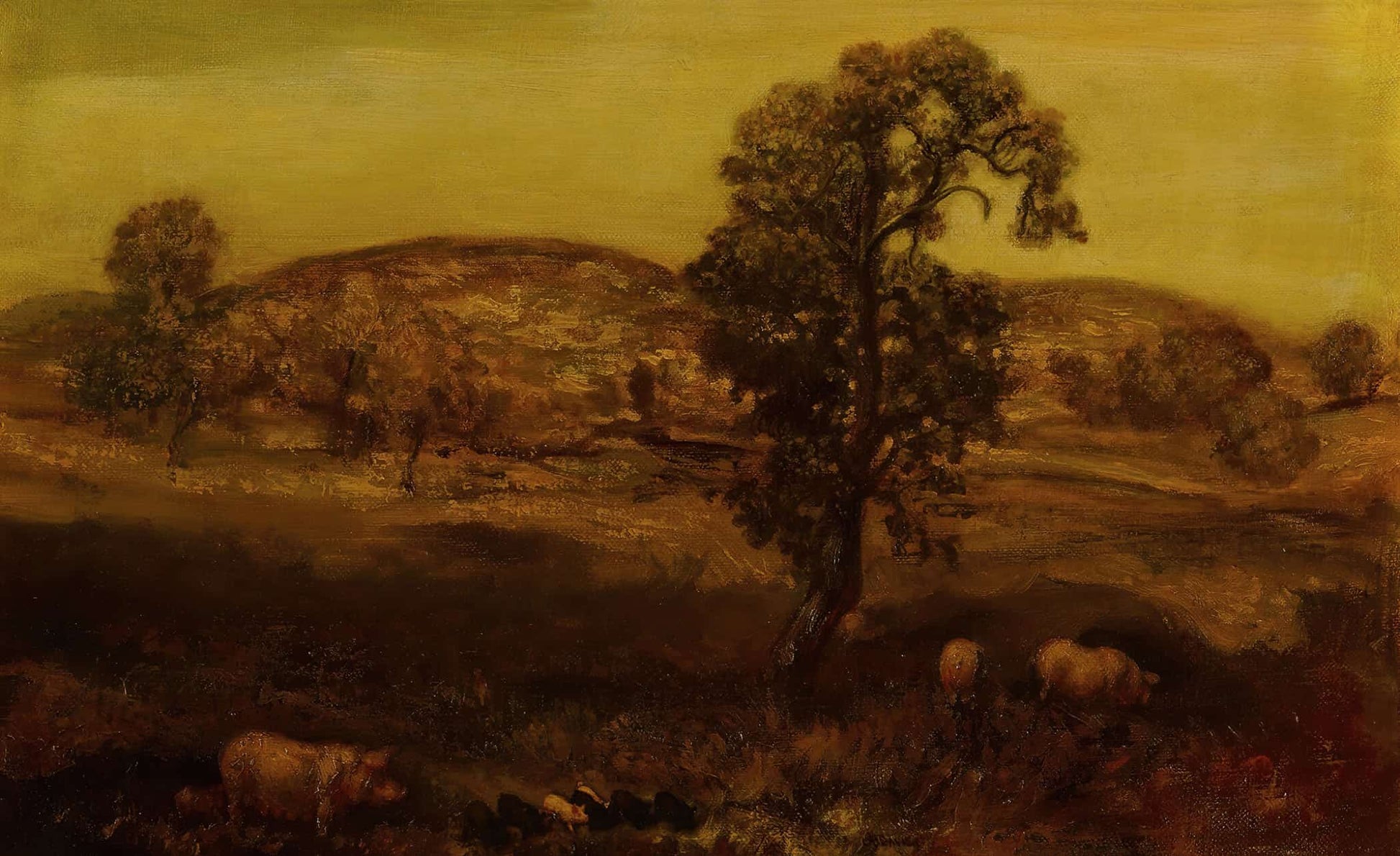 Landscape With Pigs Autumn Landscape by Arthur Bowen Davies