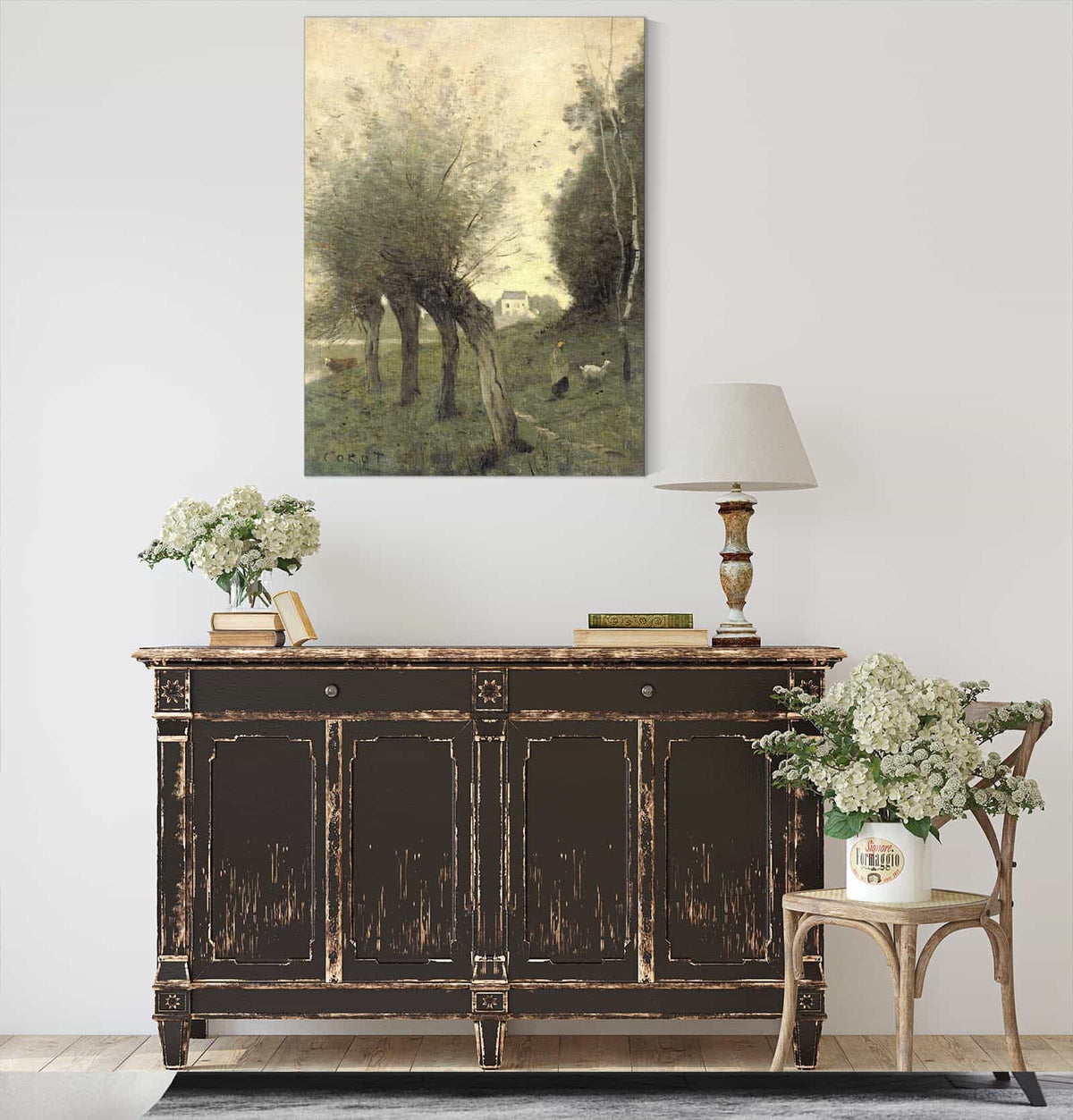 Landscape With Pollard Willows  by Jean Baptiste Camille Corot