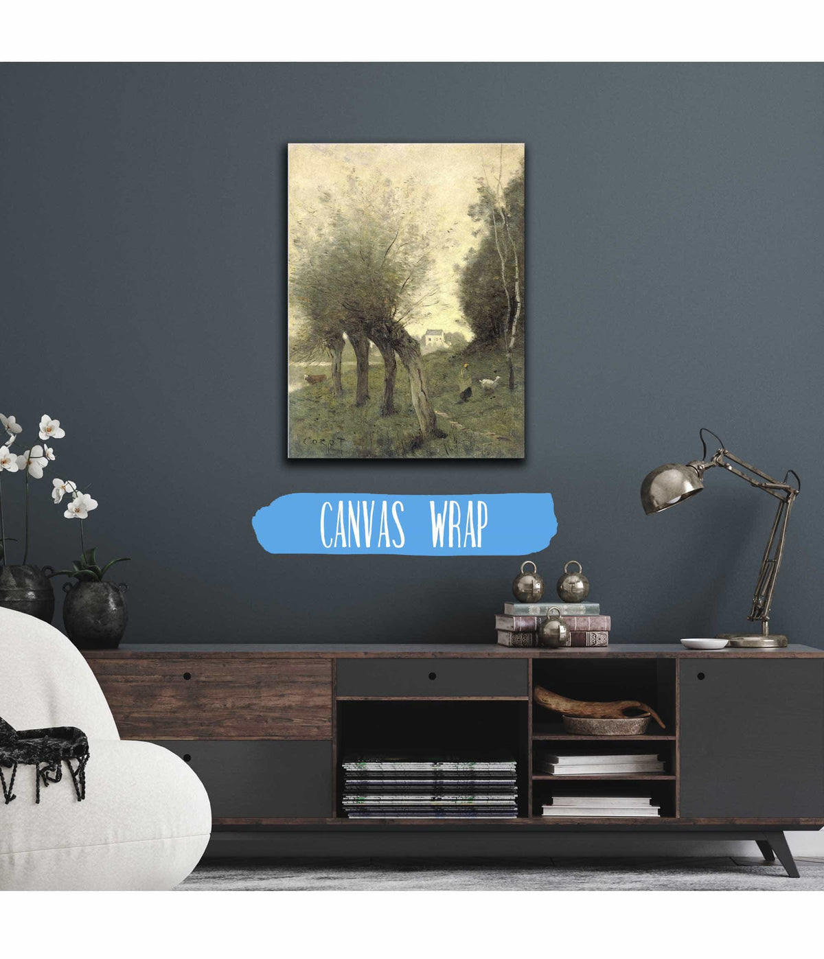 Landscape With Pollard Willows  by Jean Baptiste Camille Corot