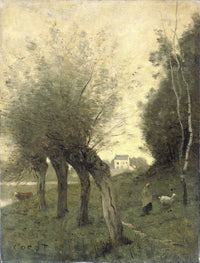 Landscape With Pollard Willows  by Jean Baptiste Camille Corot
