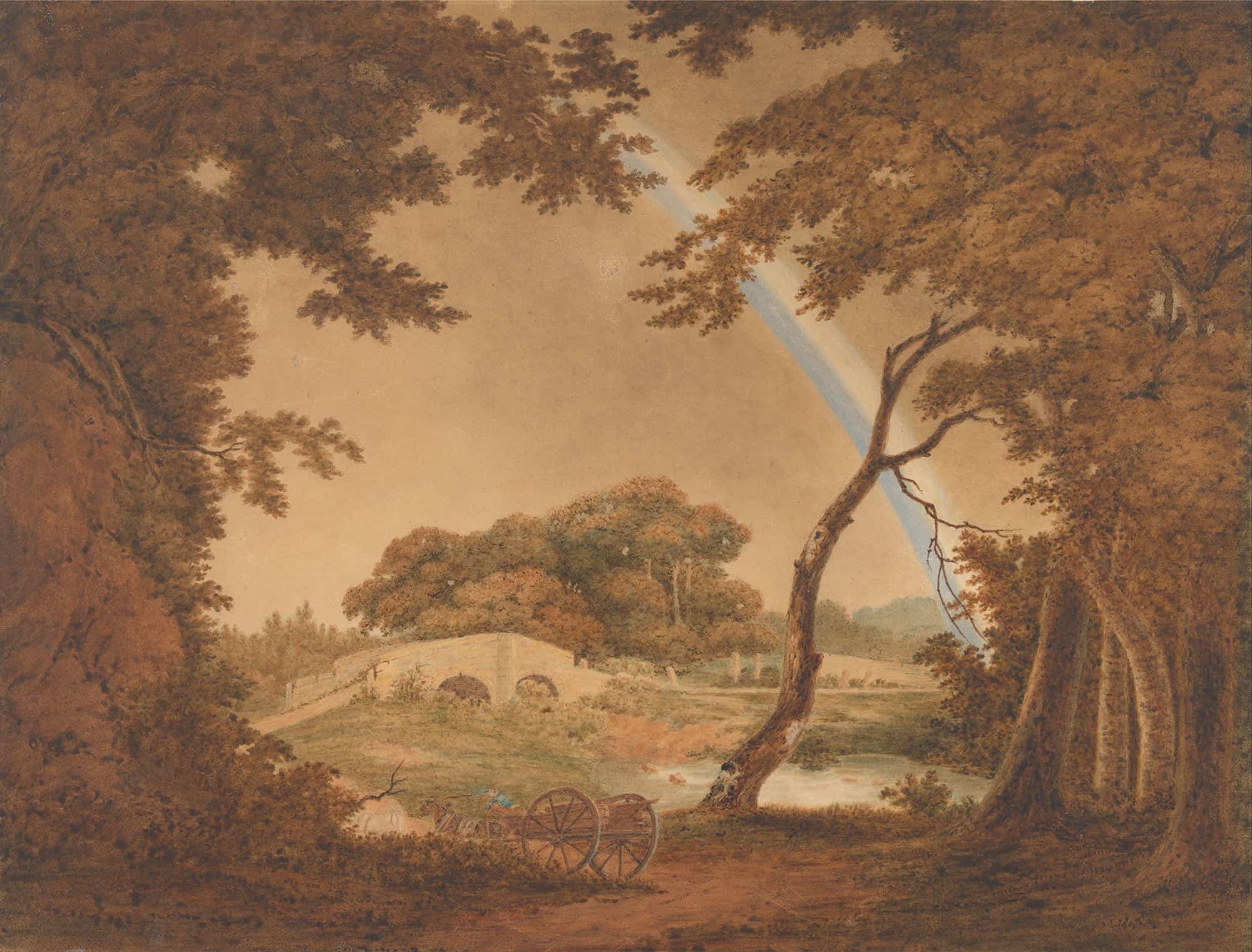 Landscape With Rainbow View Near Chesterfield by Joseph Wright Of Derby