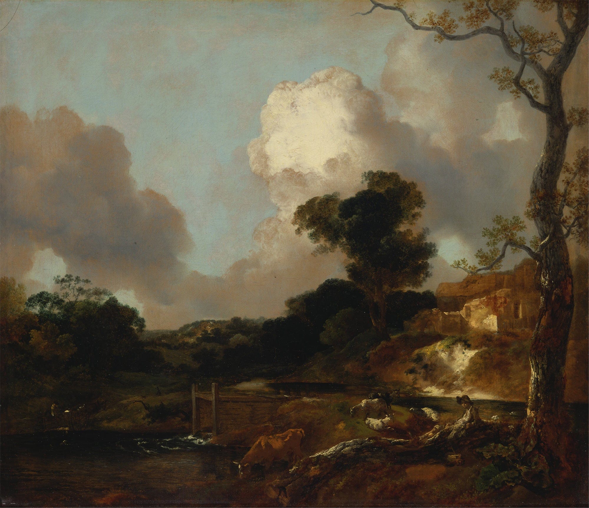 Landscape With Stream And Weir by Thomas Gainsborough
