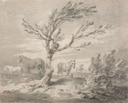 Landscape With Three Horses And A Tree In The Foreground by James Ward