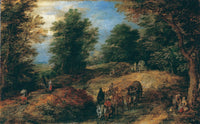 Landscape With Travelers On A Woodland Path by Jan Brueghel The Elder