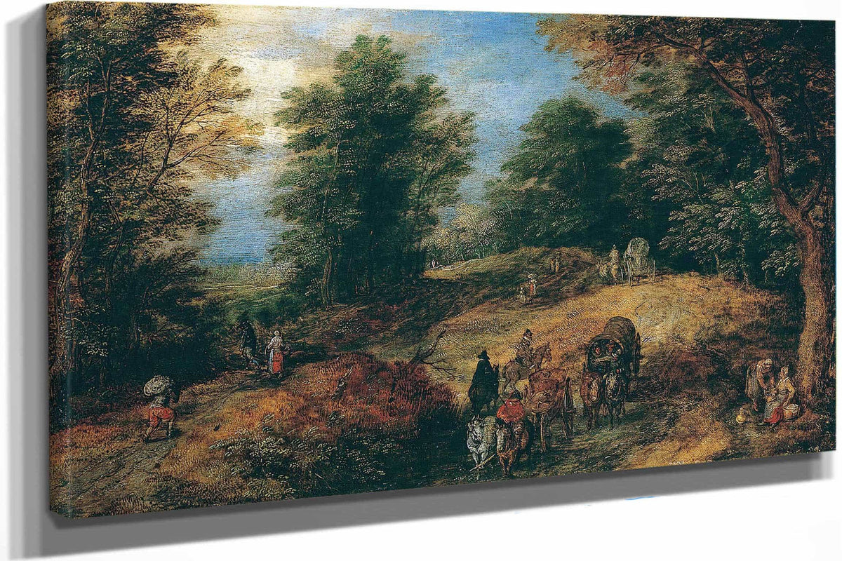 Landscape With Travelers On A Woodland Path by Jan Brueghel The Elder