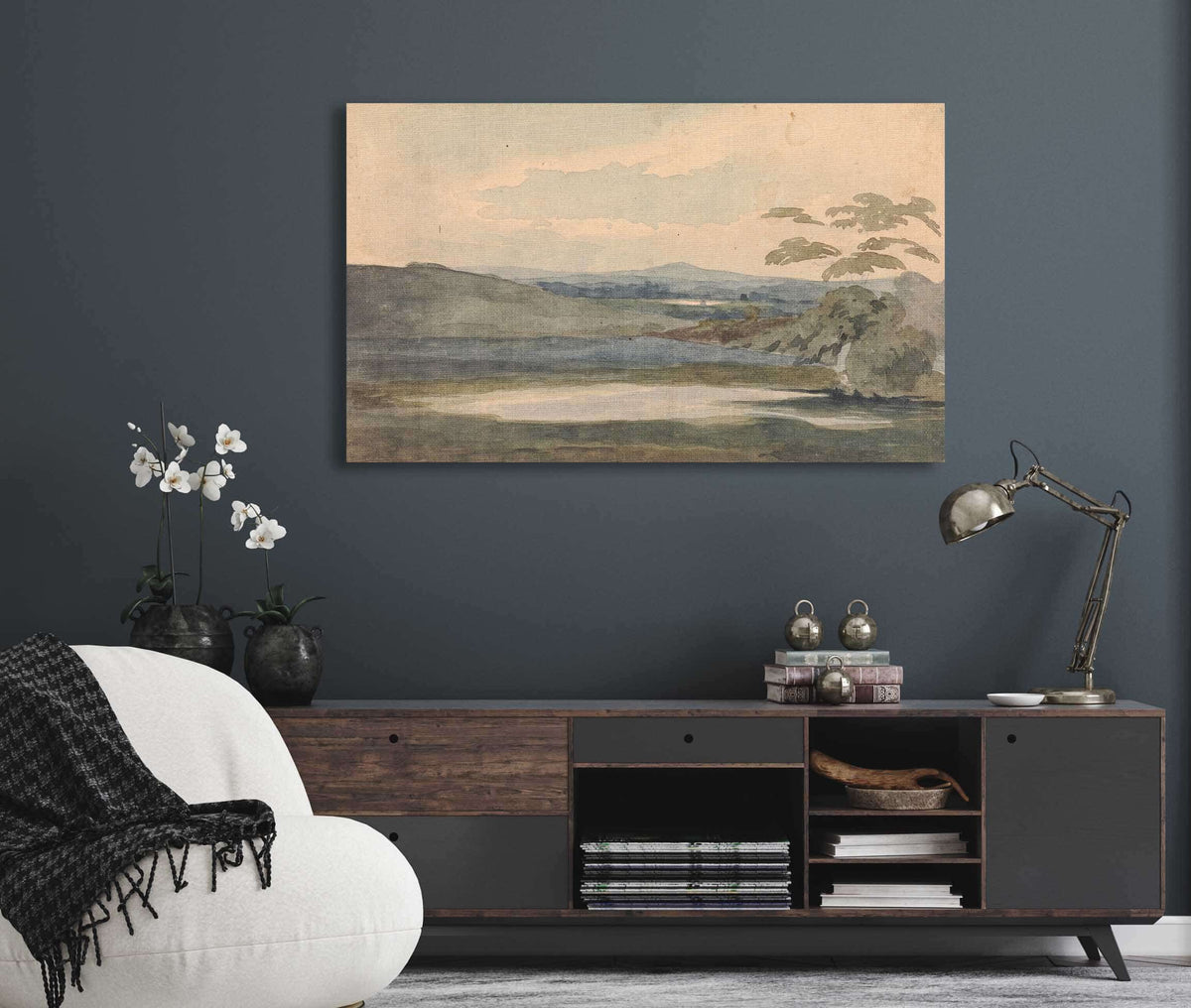 Landscape With Trees And Mountains Lake In Foreground by Thomas Sully