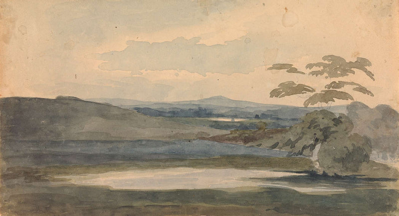 Landscape With Trees And Mountains Lake In Foreground by Thomas Sully