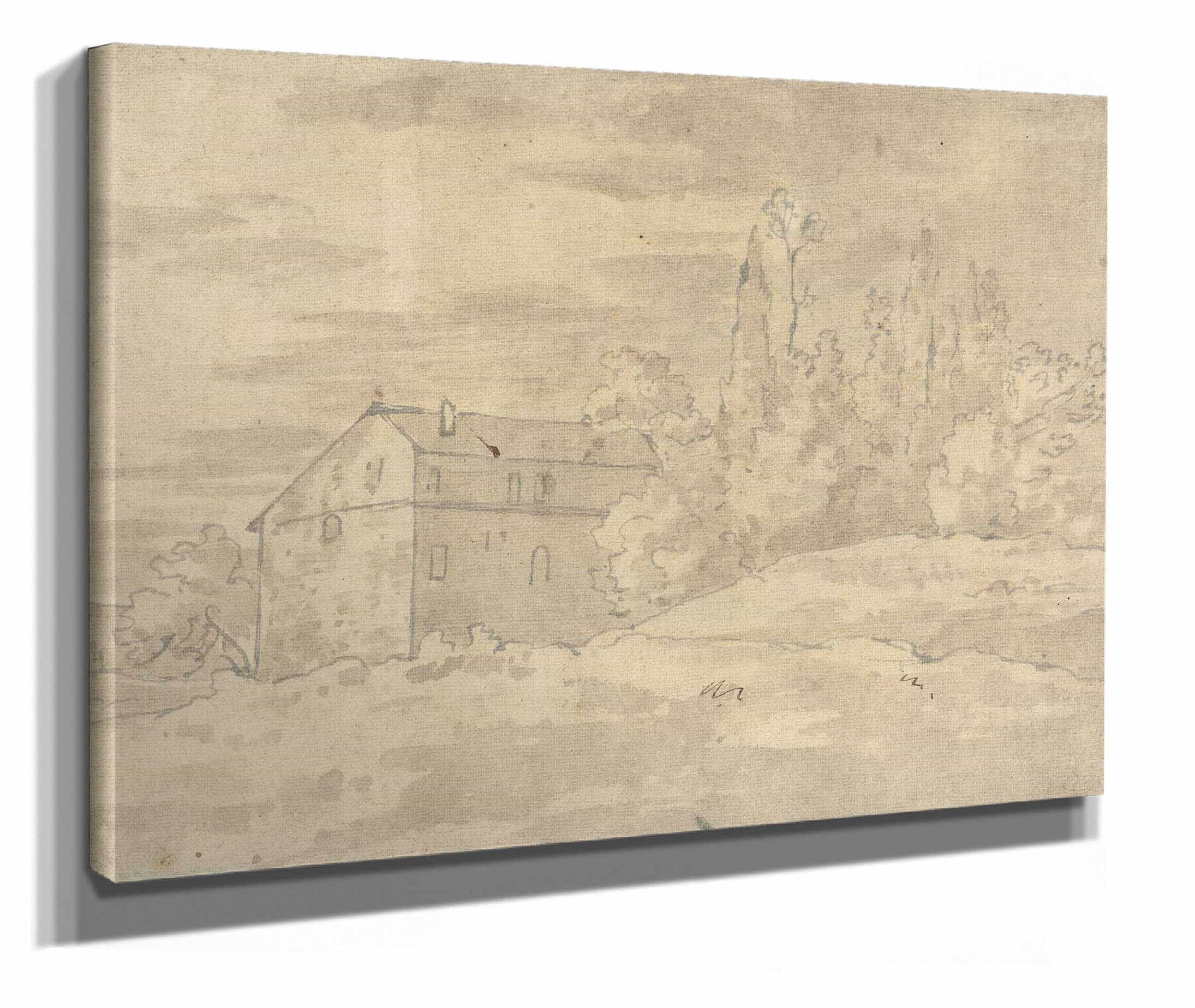 Landscape With Villa Surrounded By Trees  by Joseph Wright Of Derby