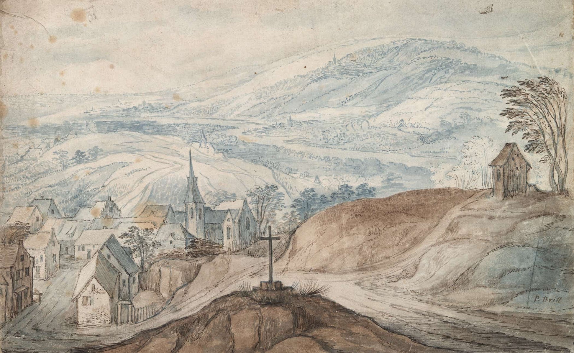 Landscape With Village Near Crossroads And Distant View Th Century by Jan Brueghel The Elder