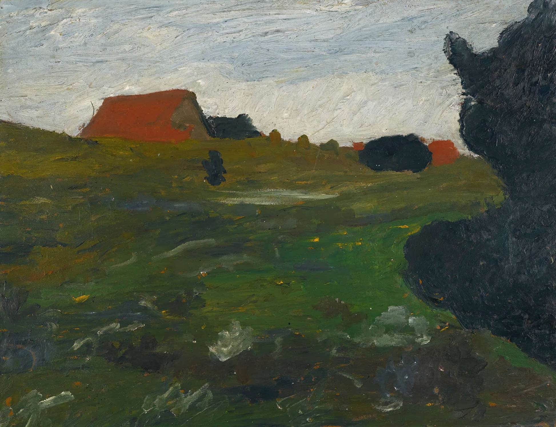 Landschaft Mit Busch Und Roten Hausern Landscape With Shrubs And Red Houses by Paula Modersohn Becker