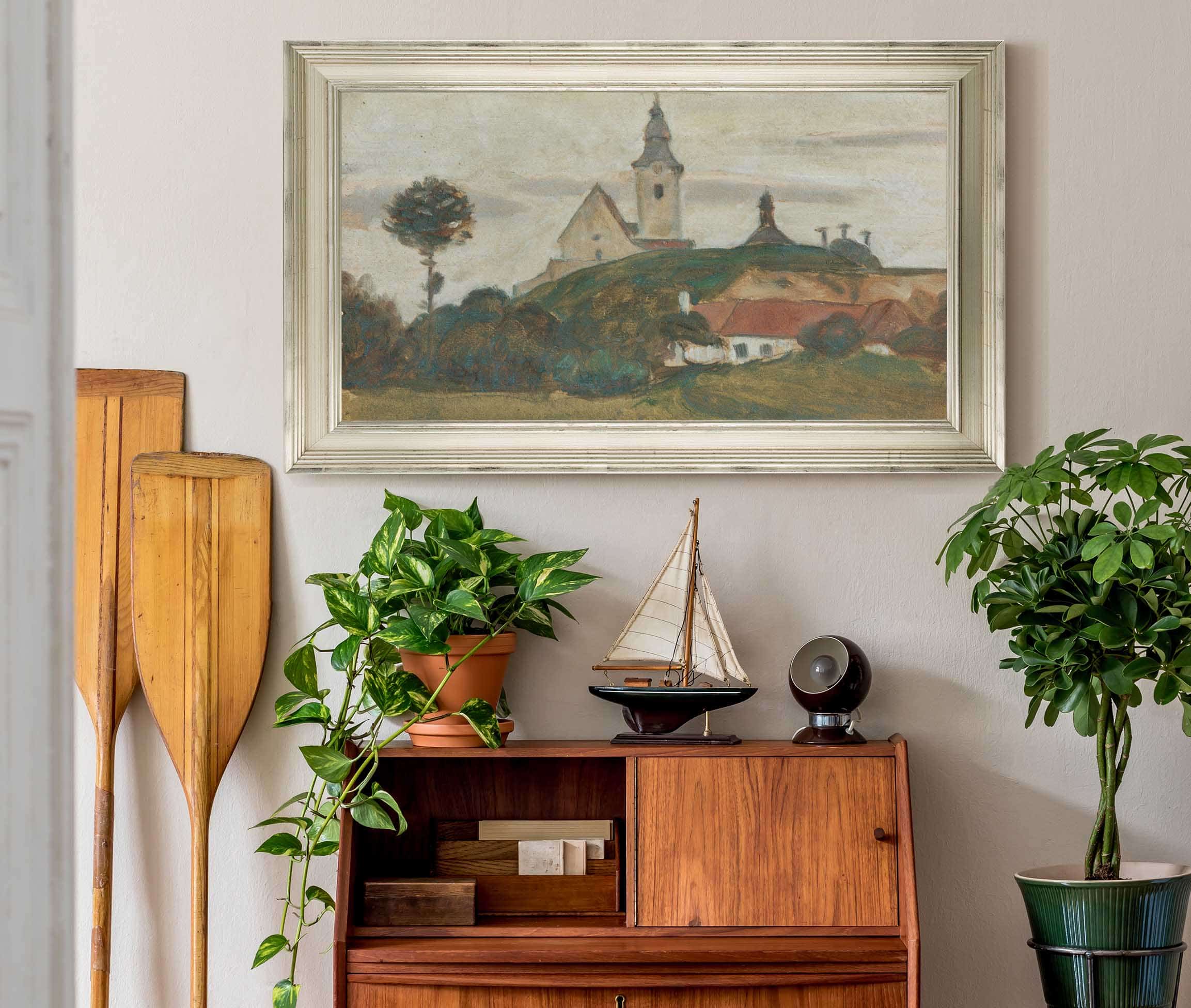 Landschaft Mit Kirche Und Dorf by Walther Gamerith
