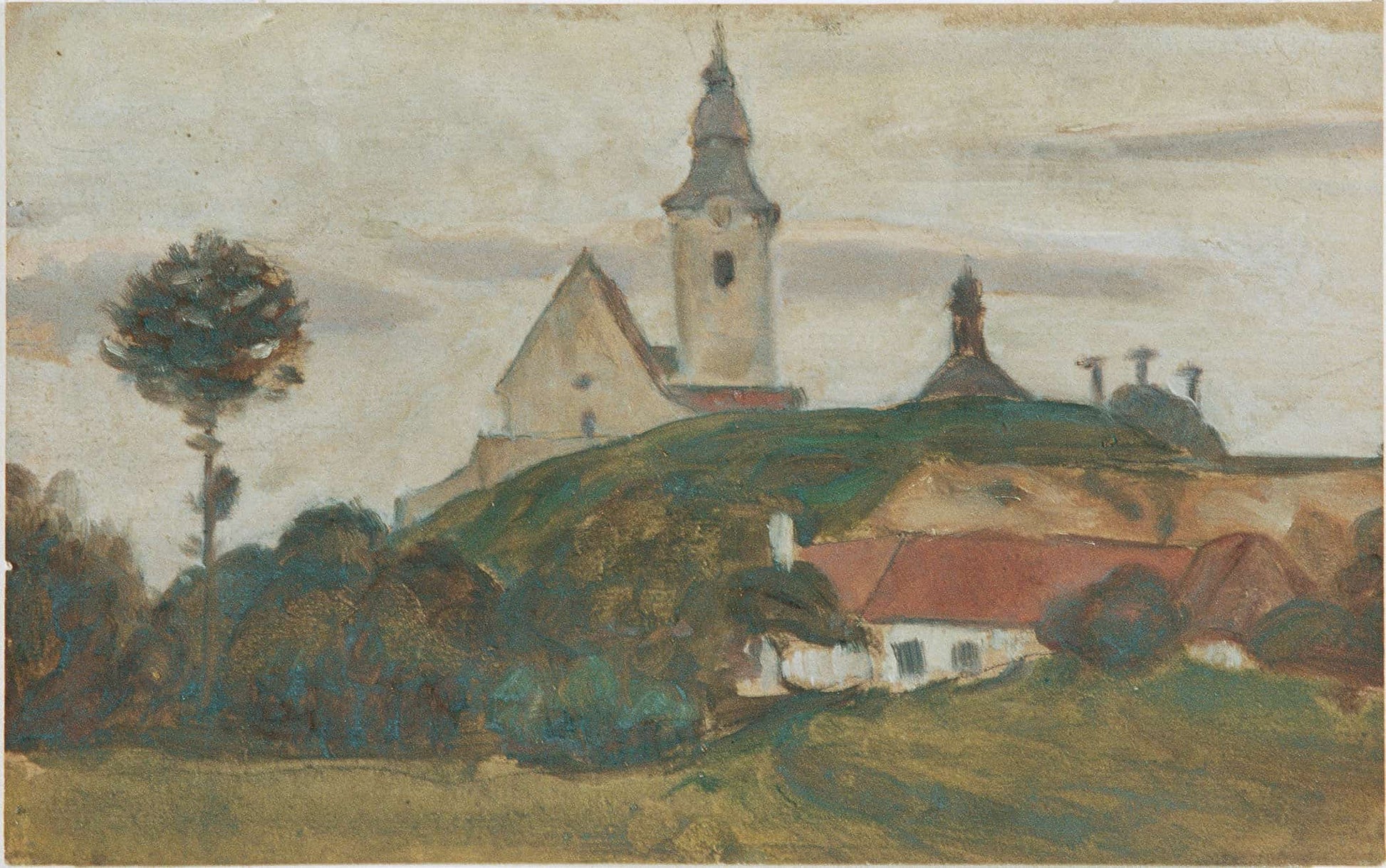 Landschaft Mit Kirche Und Dorf by Walther Gamerith