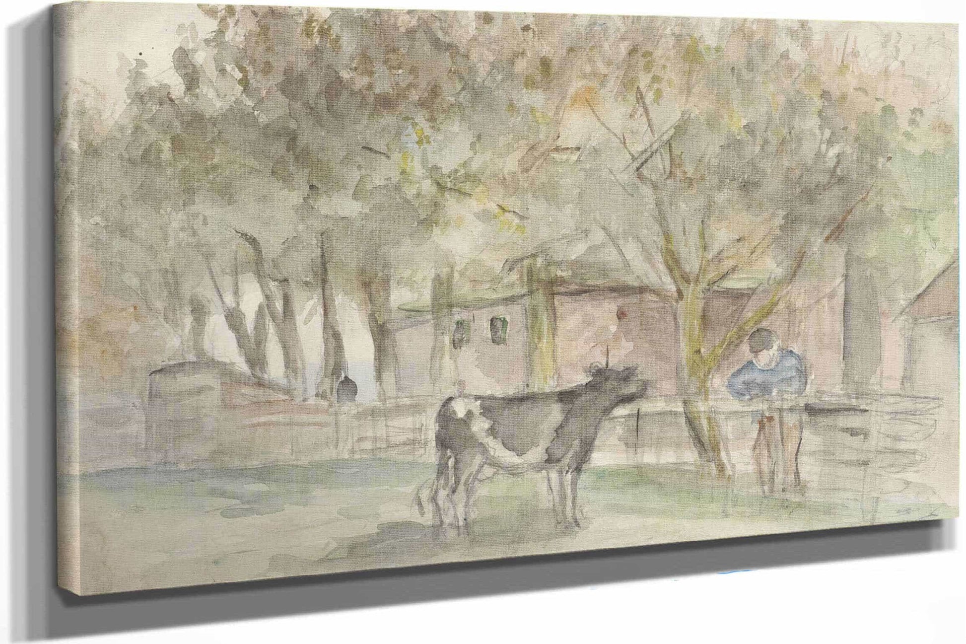 Landschap Met Een Koe En Een Boer  by Jozef Israels