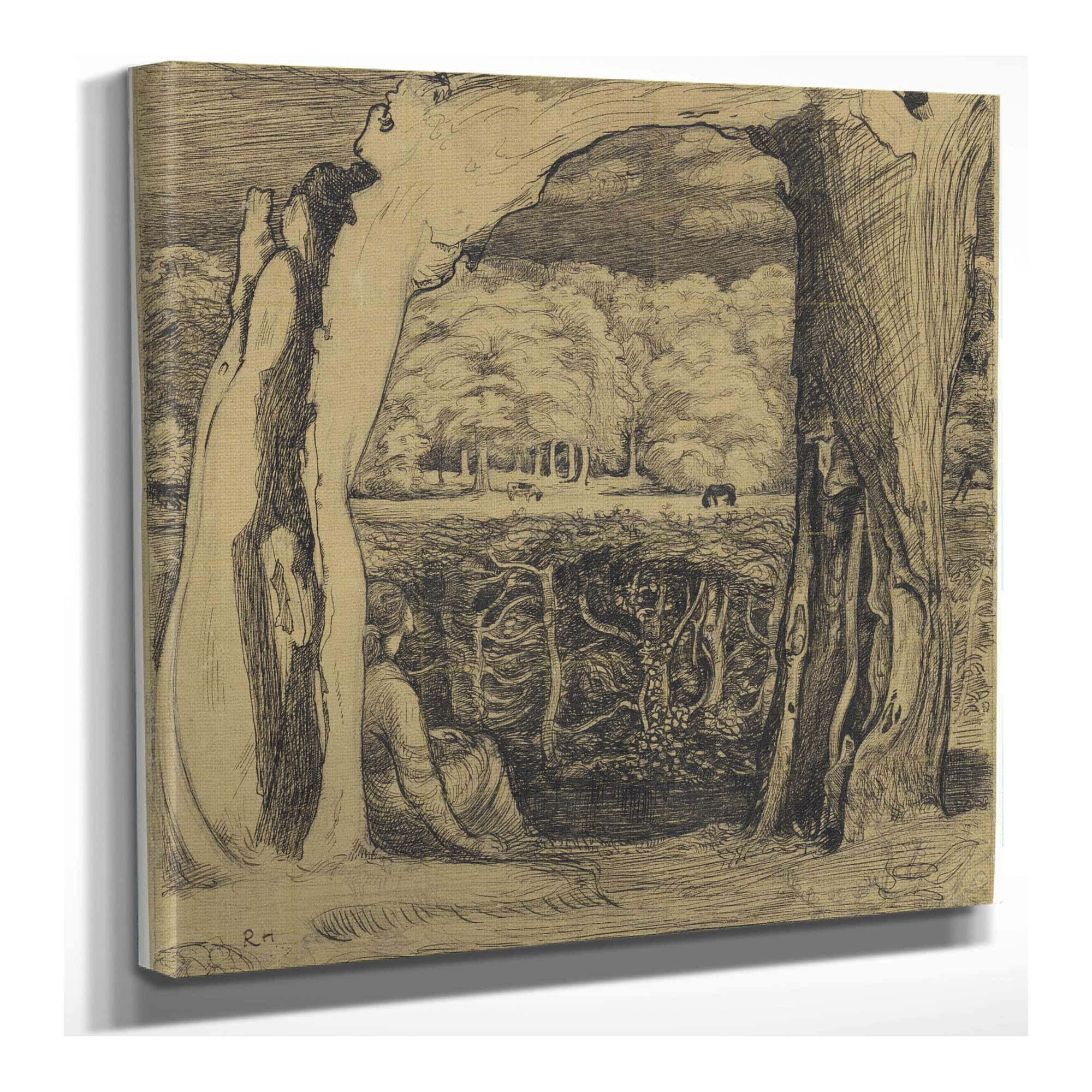 Landschap Met Een Vrouw Zittend Tussen Twee Wilgen  by Richard Nicolaus Roland Holst
