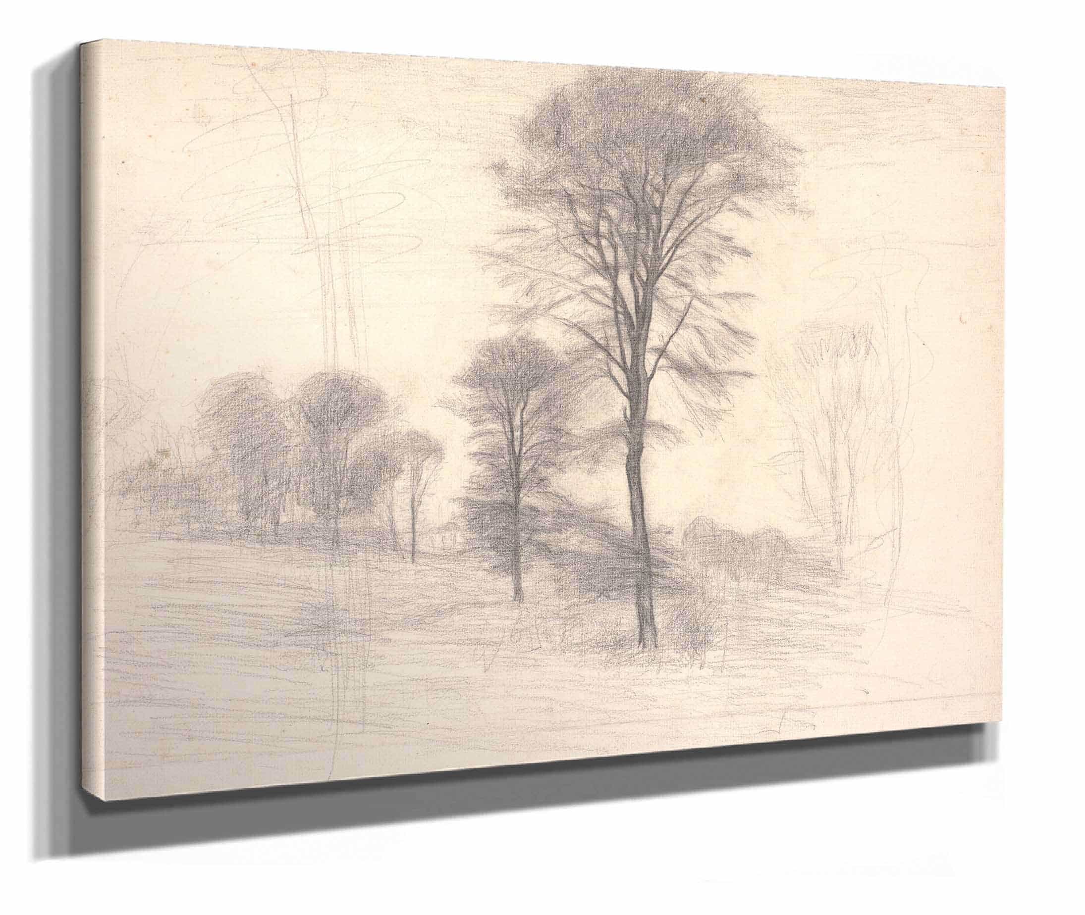 Landskab Med Spredte Traeer Ryet Ved Farum So by Vilhelm Hammershoi