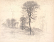 Landskab Med Spredte Traeer Ryet Ved Farum So by Vilhelm Hammershoi