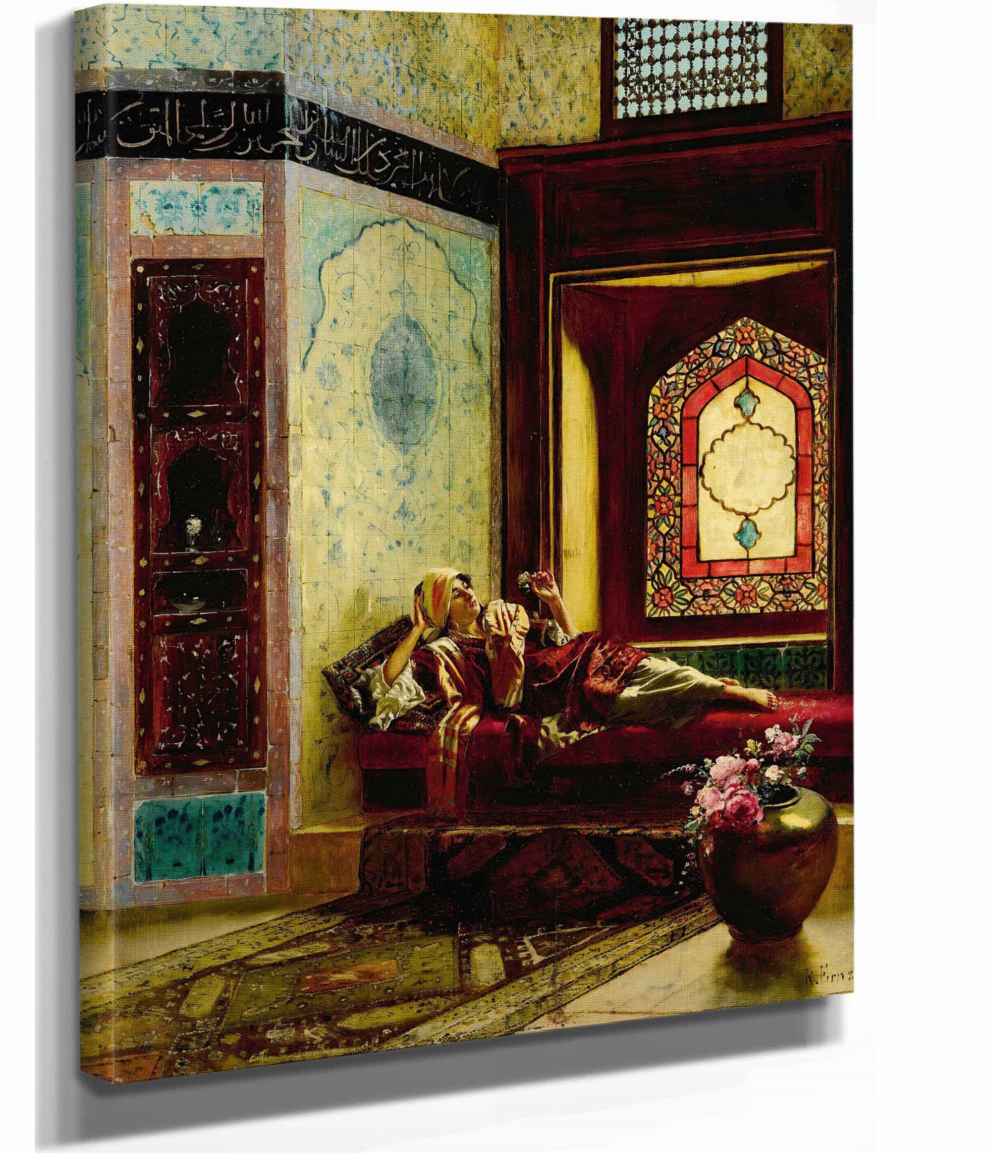 Languorous Oriental Lady With A Rose by Rudolf Ernst