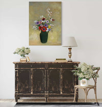 Large Green Vase With Mixed Flowers  by Odilon Redon