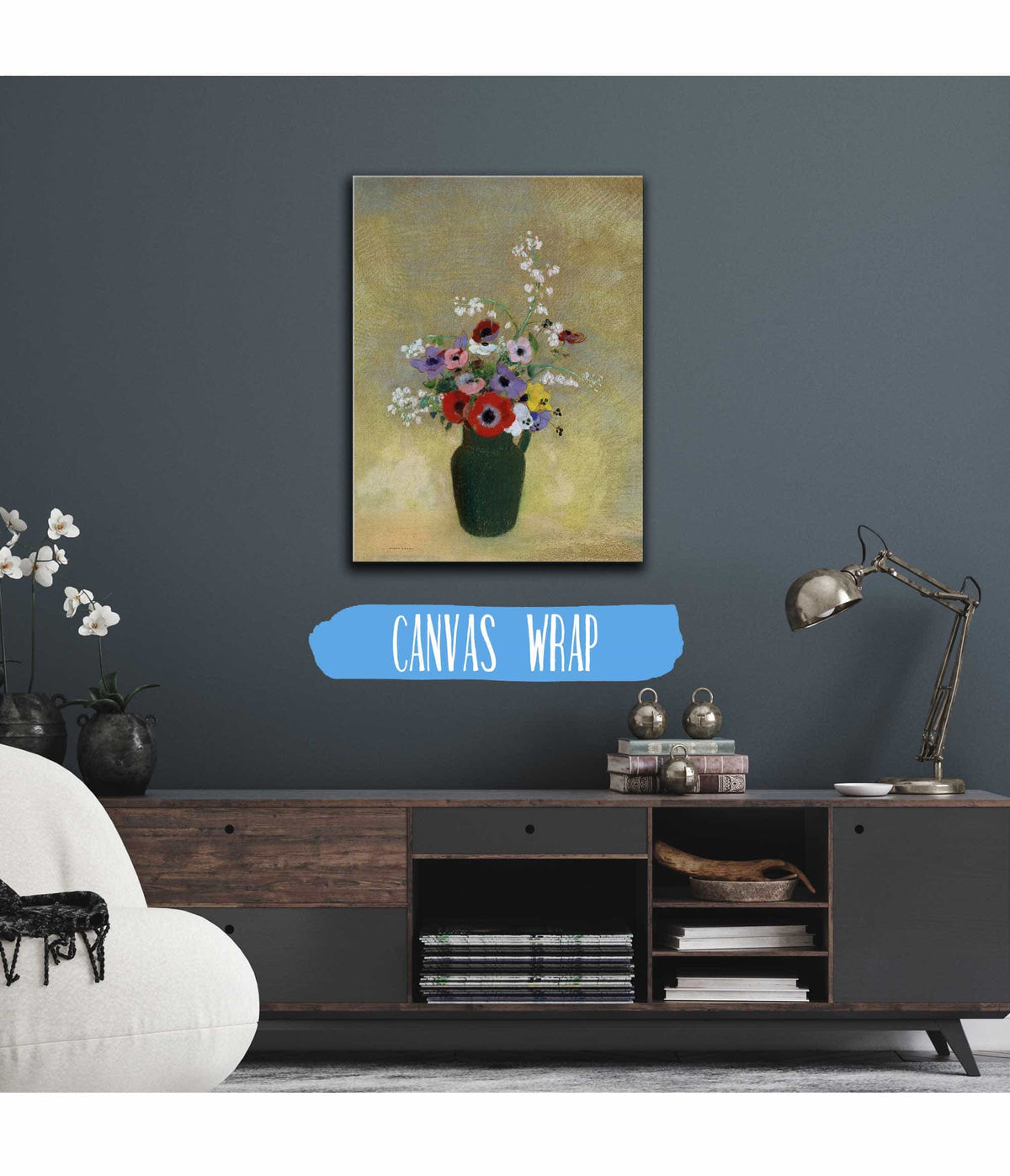 Large Green Vase With Mixed Flowers  by Odilon Redon