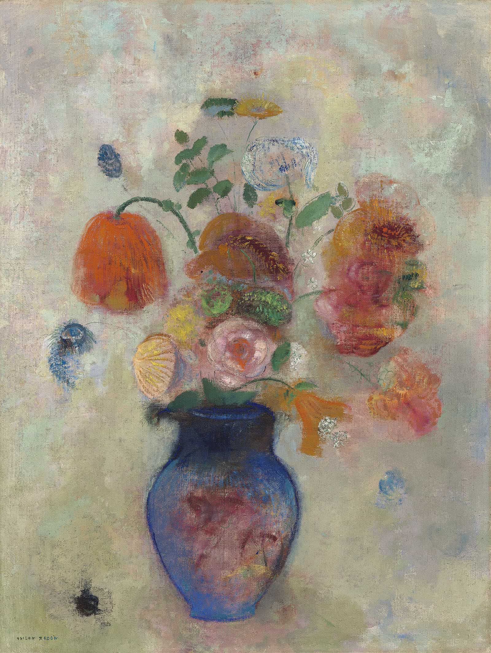 Large Vase With Flowers by Odilon Redon