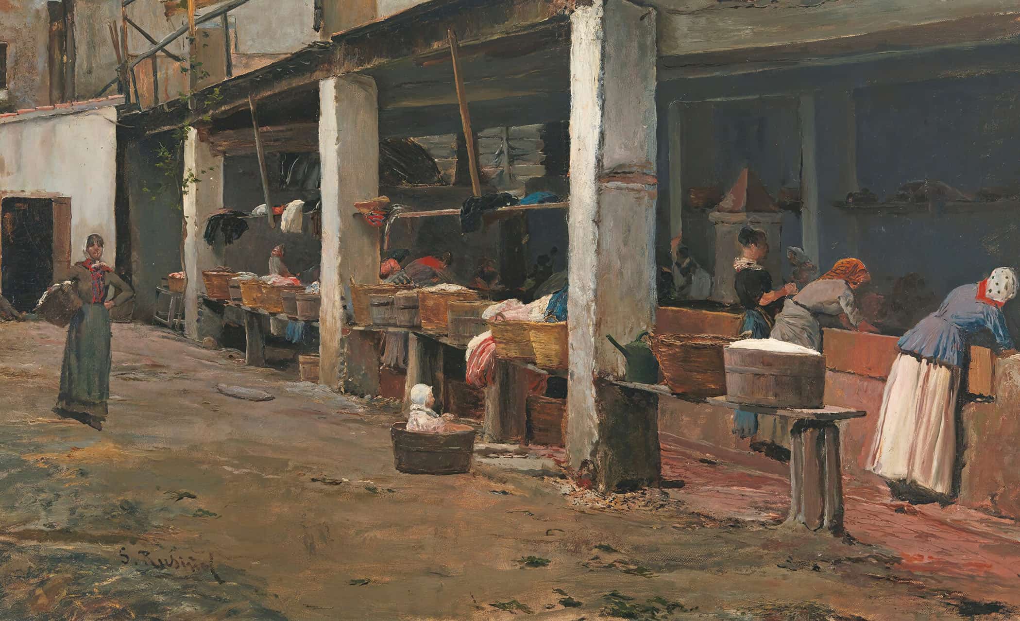 Lavaderos De La Barceloneta The Washing Place Barcelona by Santiago Rusinol