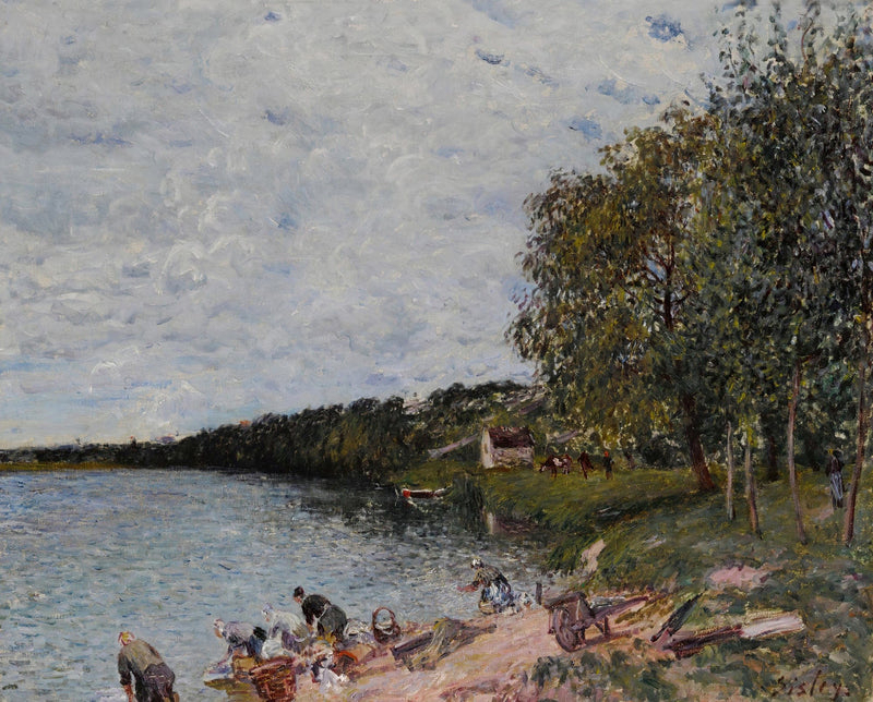 Lavandieres Pres De Champagne by Alfred Sisley