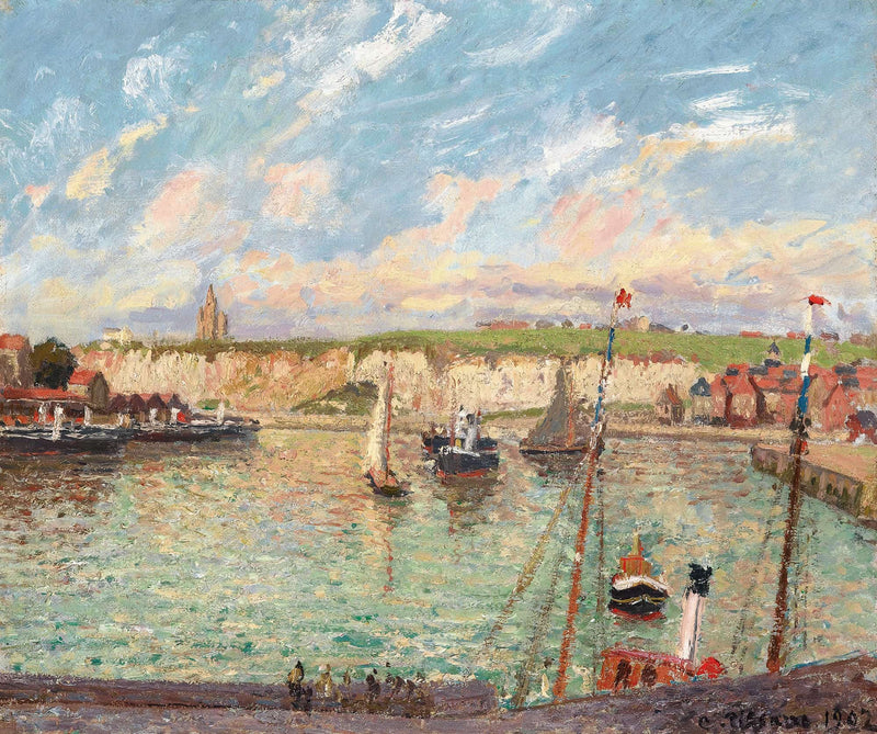 Lavant Port De Dieppe Apres Midi Temps Lumineux by Camille Pissarro