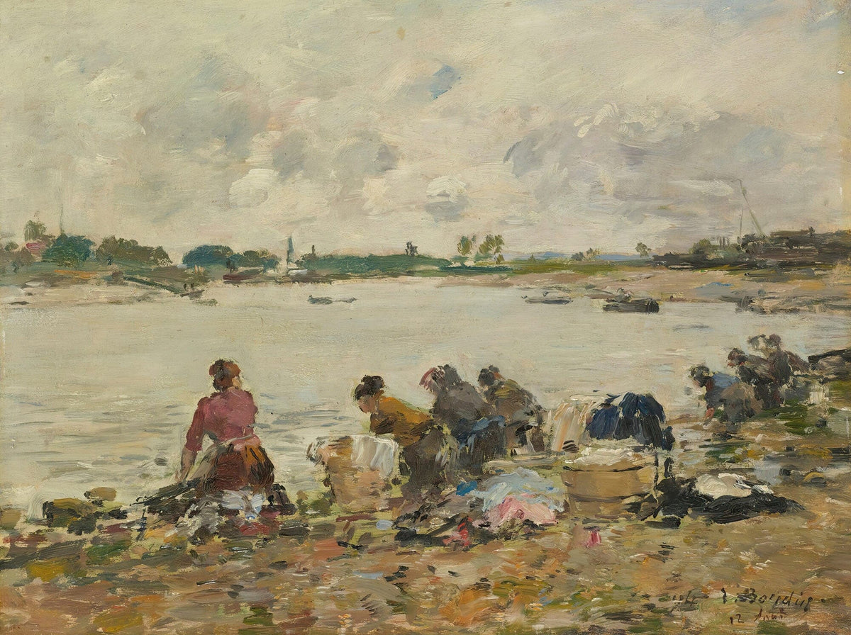 Laveuses Au Bord De La Touques by Eugene Boudin