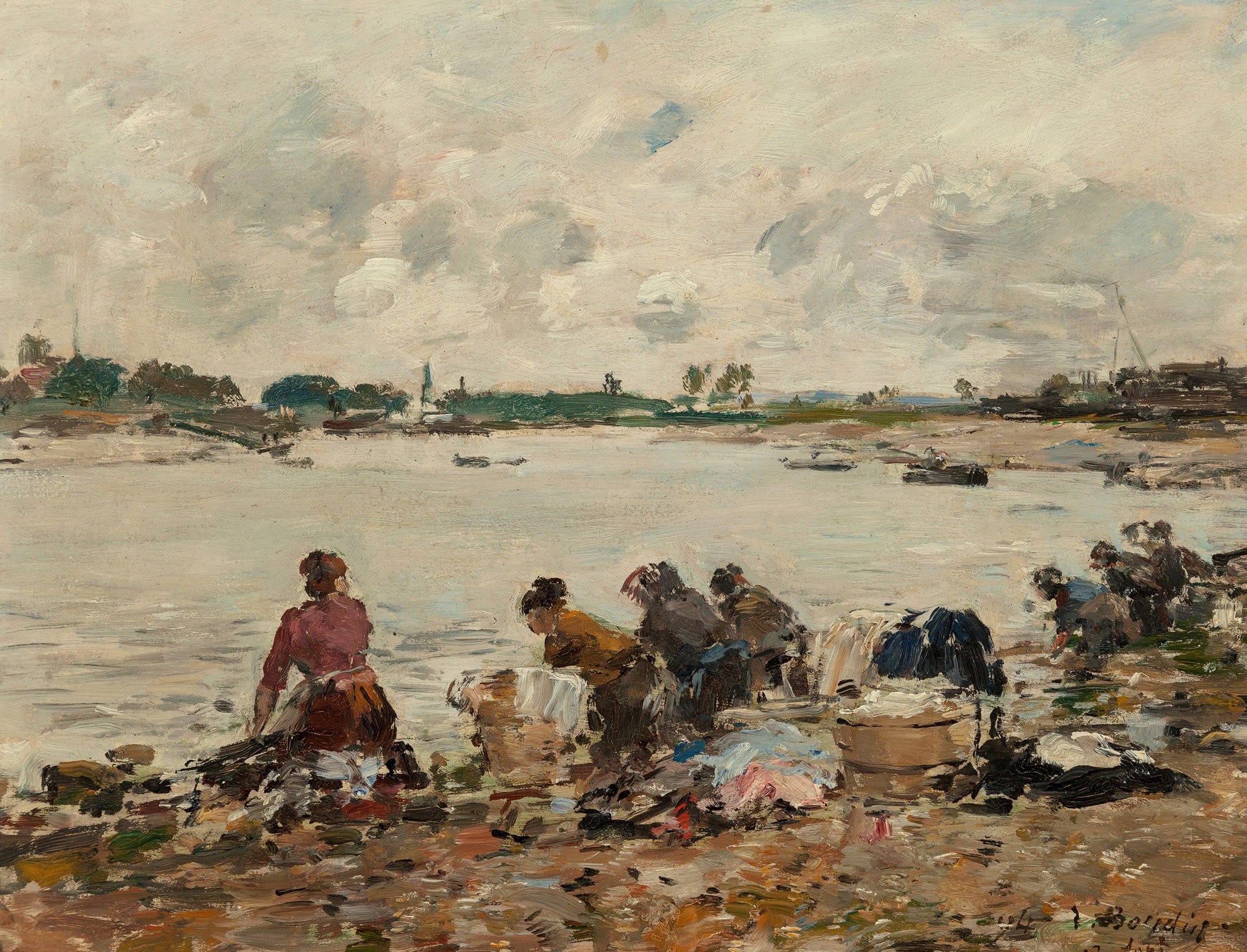 Laveuses Au Bord De La Touques by Eugene Boudin Print from Truly Art