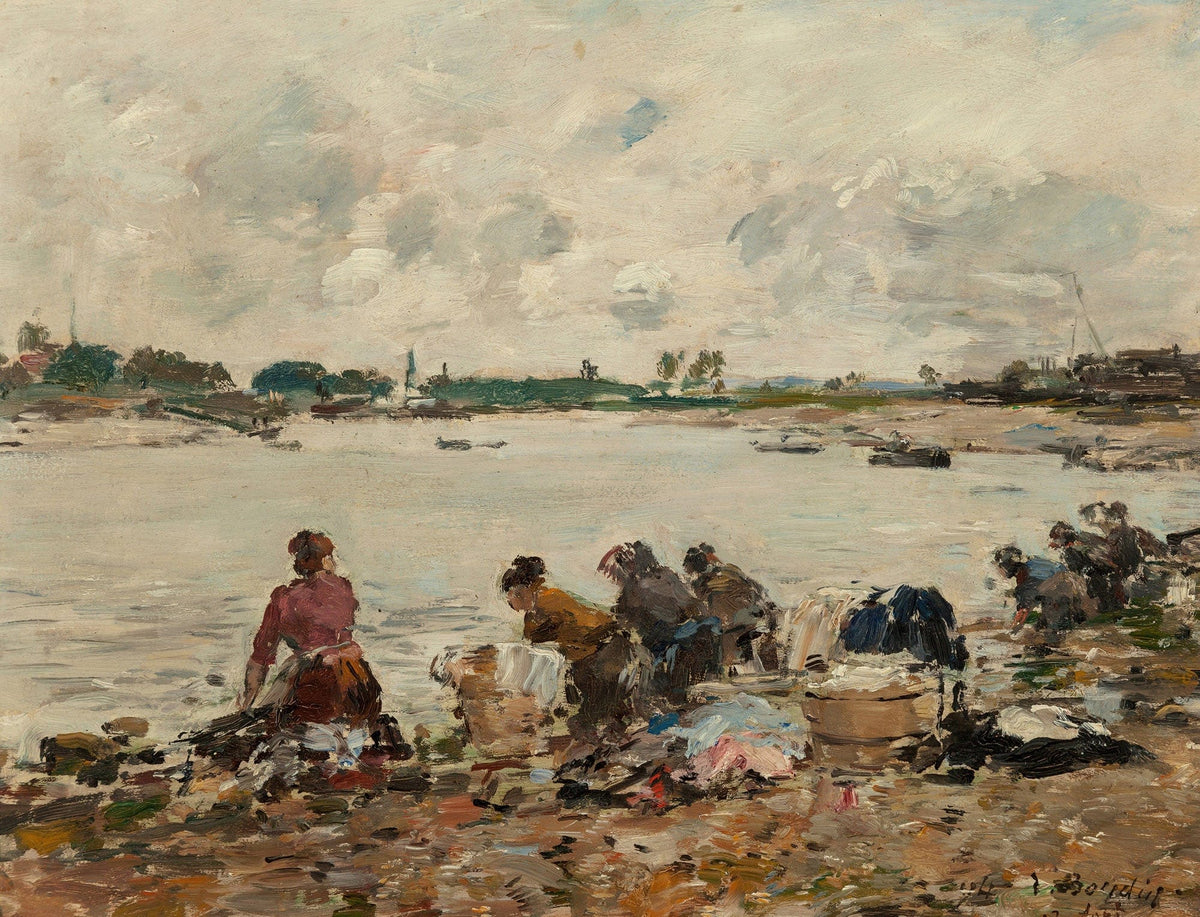 Laveuses Au Bord De La Touques by Eugene Boudin