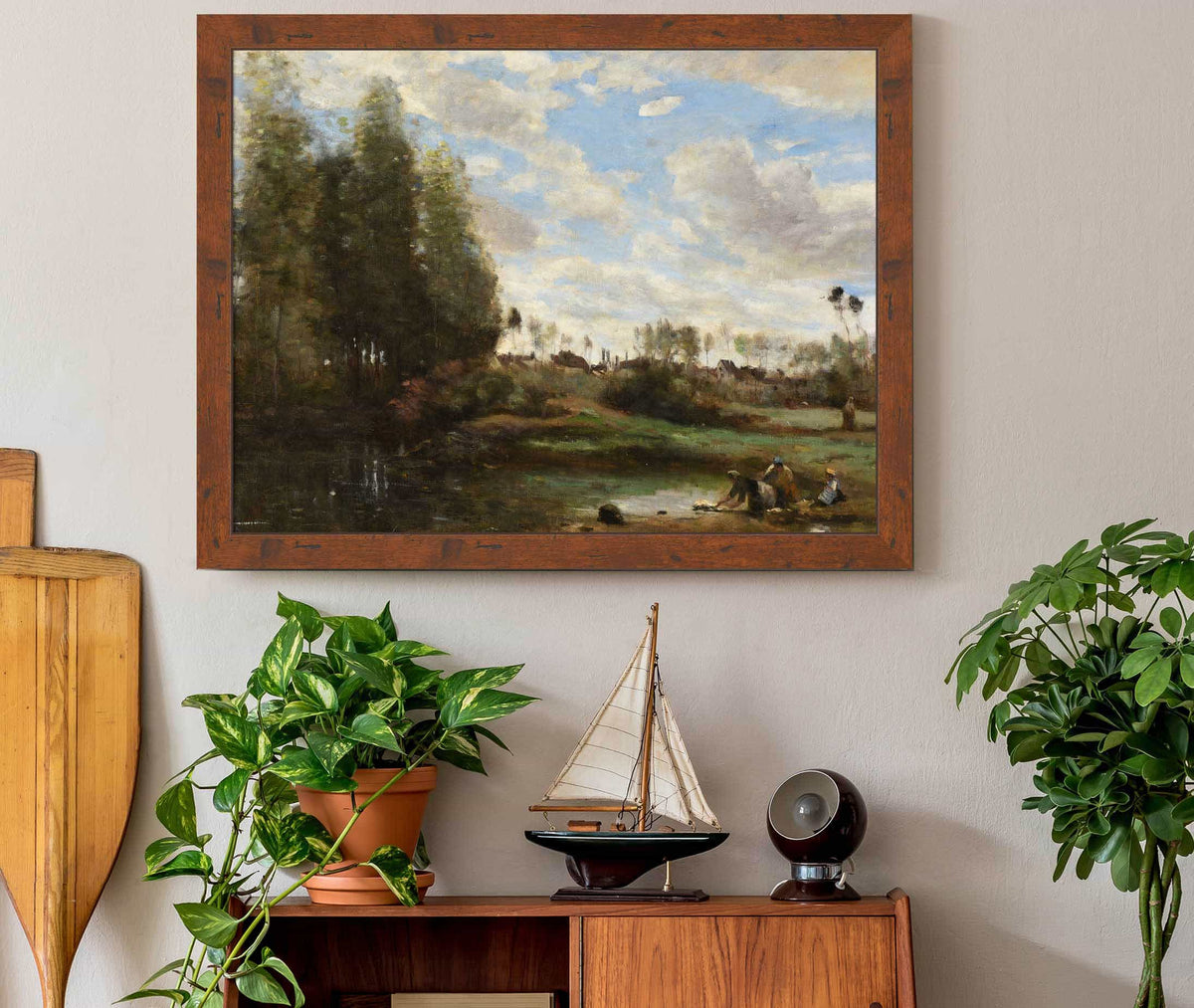 Laveuses Au Bord De Leau by Jean Baptiste Camille Corot