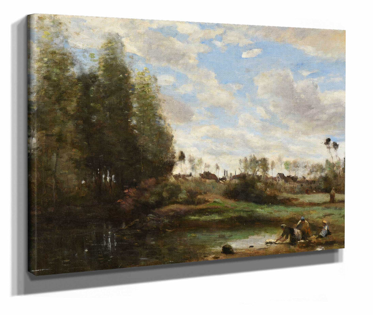Laveuses Au Bord De Leau by Jean Baptiste Camille Corot