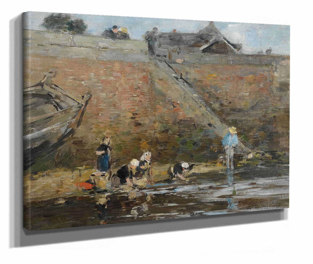 Laveuses Au Bord Dune Riviere by Eugene Boudin