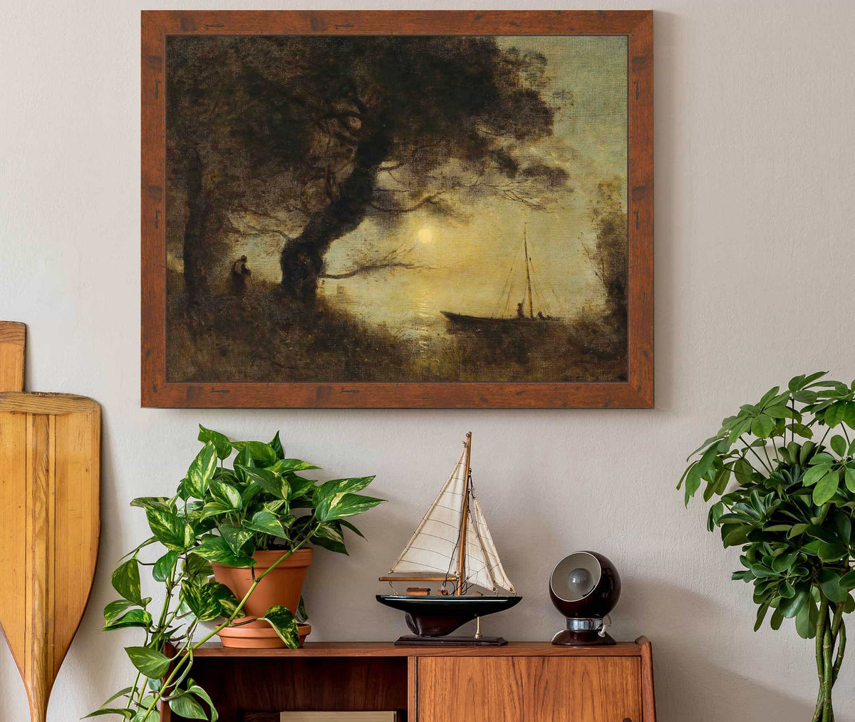 Le Bateau Au Claire De Lune by Jean Baptiste Camille Corot