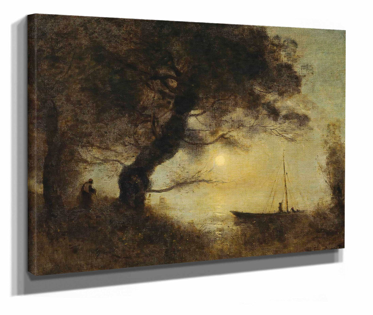 Le Bateau Au Claire De Lune by Jean Baptiste Camille Corot