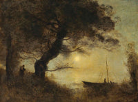 Le Bateau Au Claire De Lune by Jean Baptiste Camille Corot