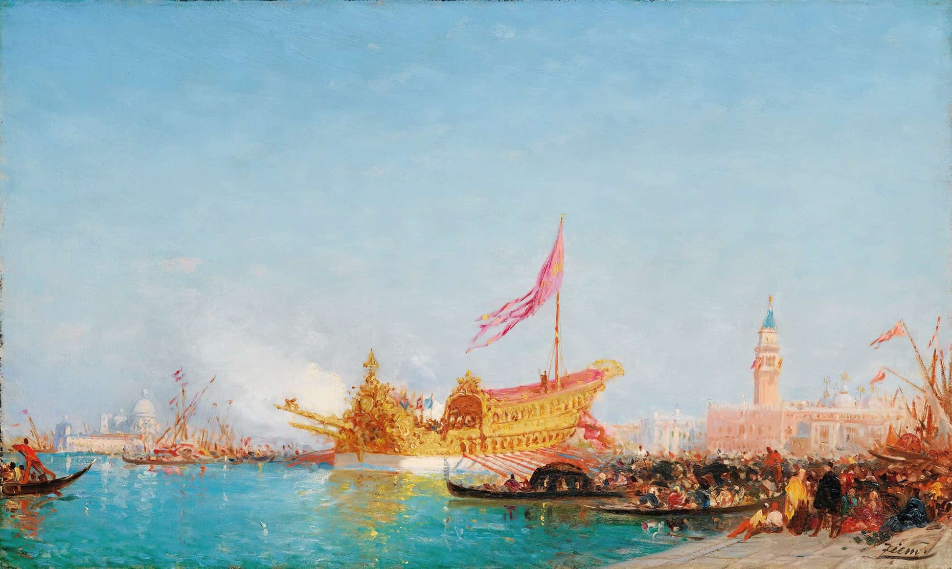 Le Bucentaure Vu Du Quai Des Esclavons Venise by Felix Ziem