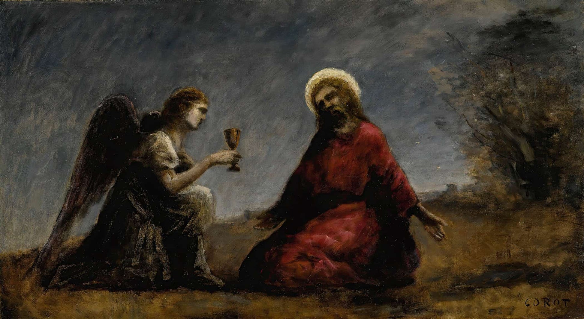 Le Christ Au Jardin Des Oliviers by Jean Baptiste Camille Corot