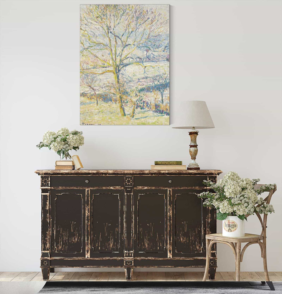 Le Grand Noyer Gelee Blanche Eragny by Camille Pissarro