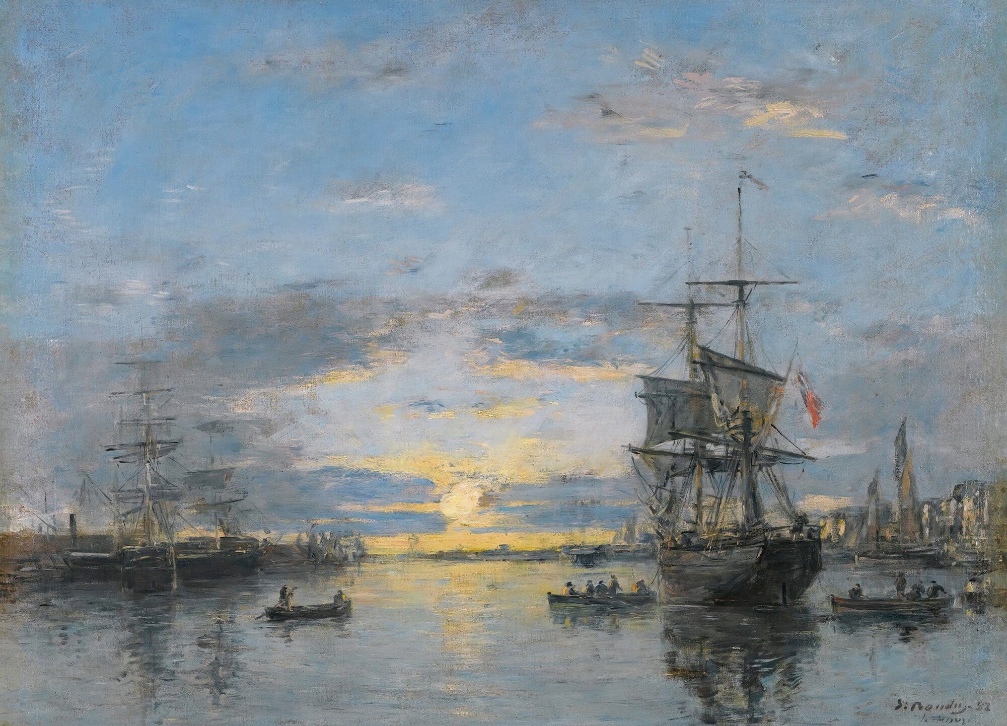 Le Havre Lavant Port Au Soleil Couchant by Eugene Boudin