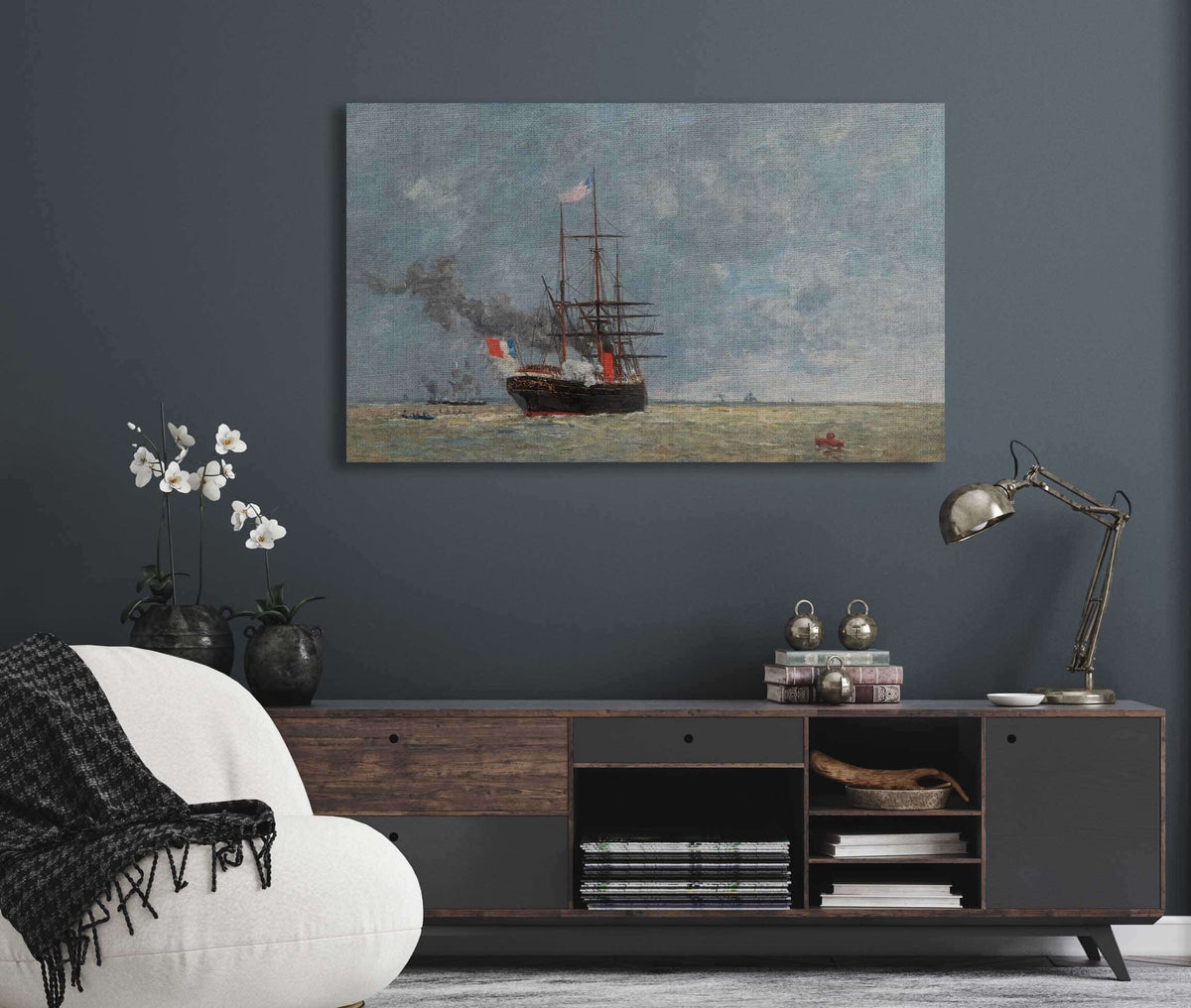 Le Havre Navires En Pleine Mer by Eugene Boudin