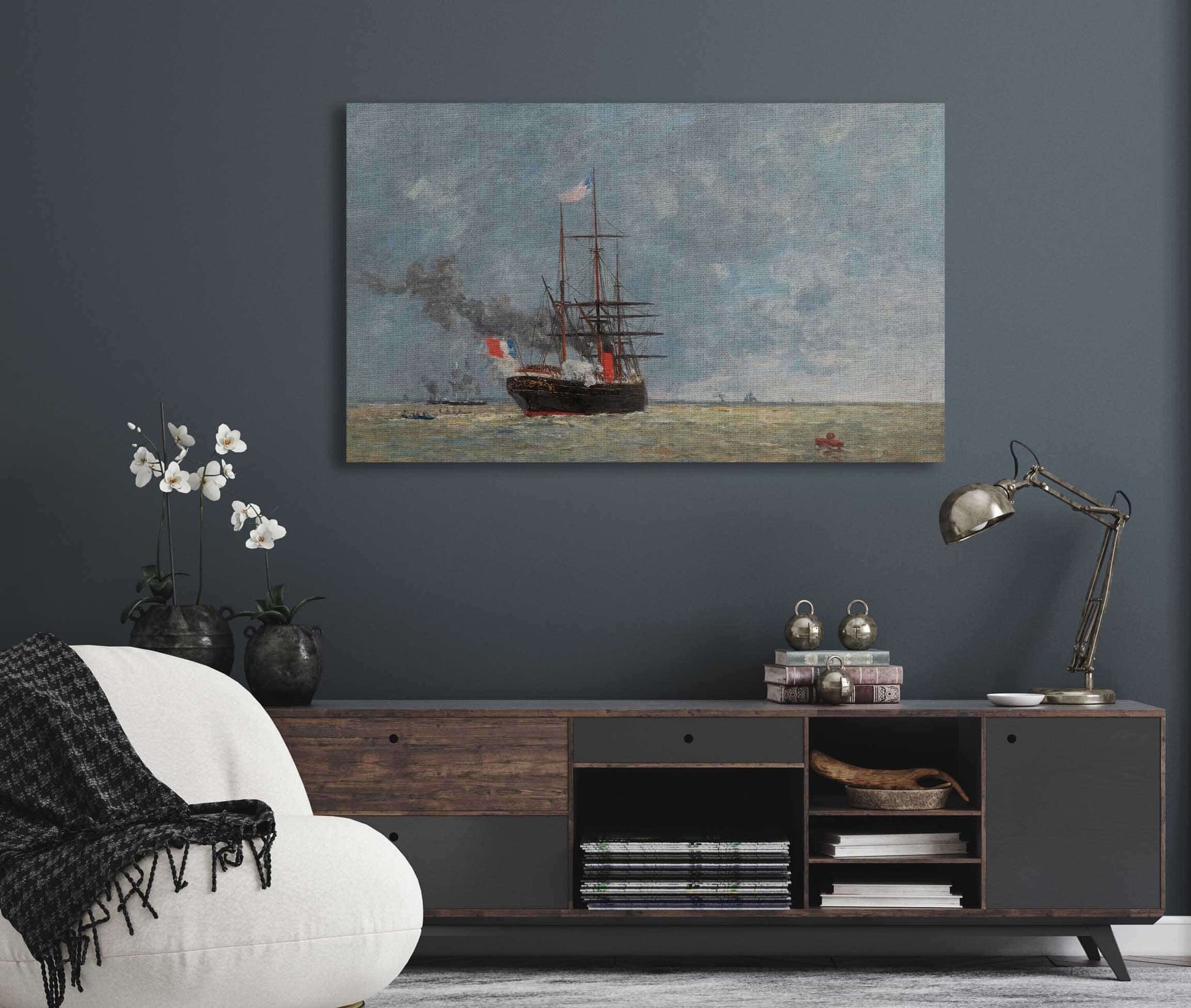 Le Havre Navires En Pleine Mer by Eugene Boudin