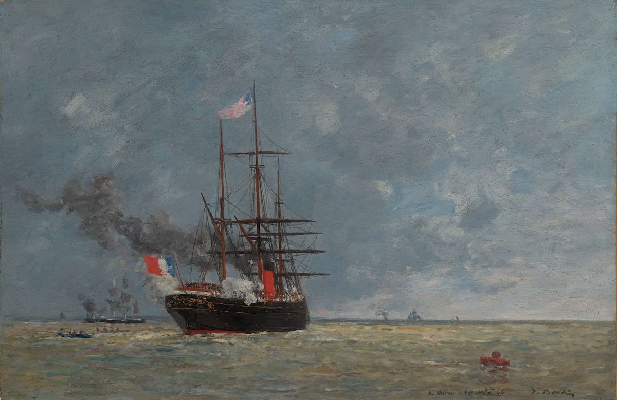 Le Havre Navires En Pleine Mer by Eugene Boudin