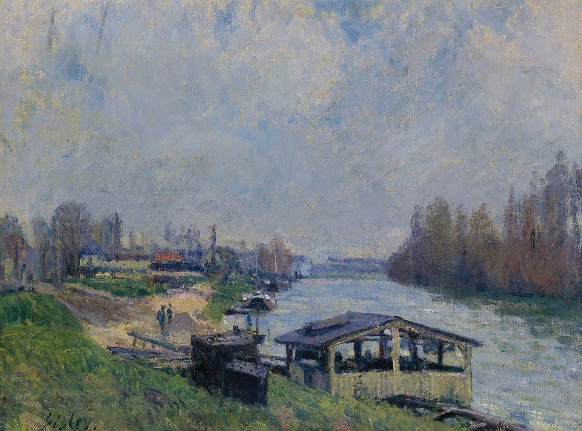 Le Lavoir De Billancourt by Alfred Sisley