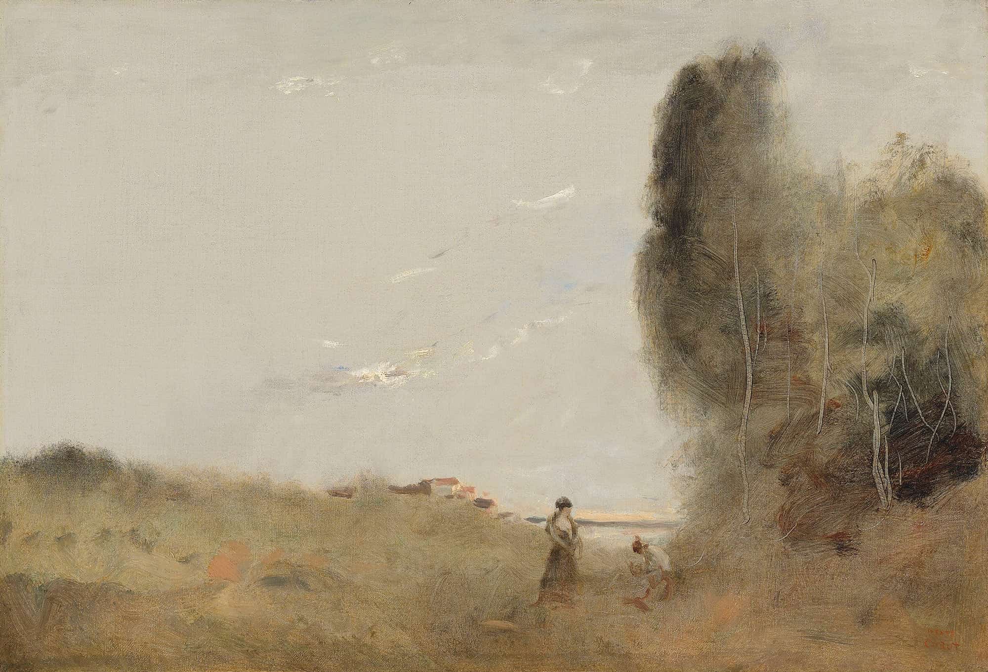 Le Matin Au Bord De Leau by Jean Baptiste Camille Corot