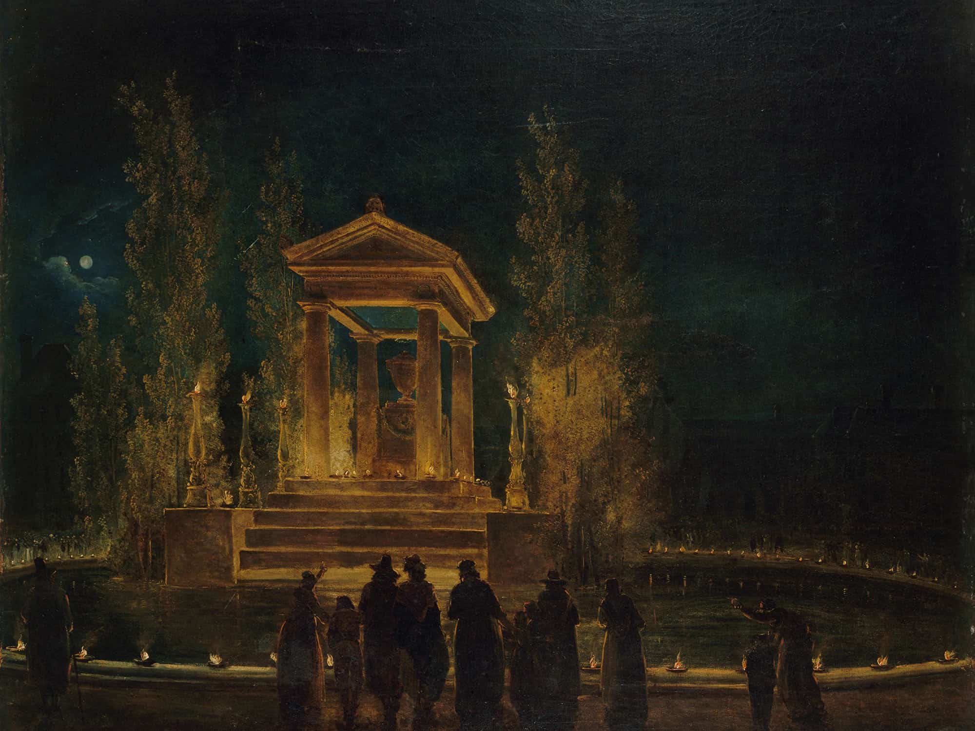 Le Mausolee Provisoire De Jean Jacques Rousseau Sur Le Bassin Des by Hubert Robert