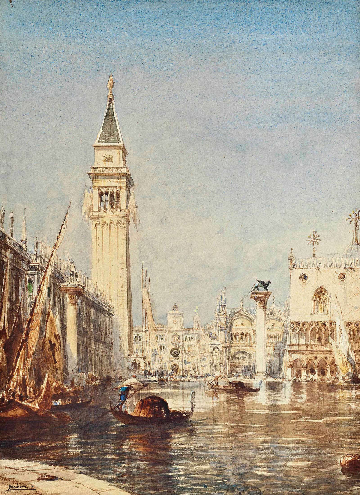 Le Mole Et La Piazetta Inondation by Felix Ziem