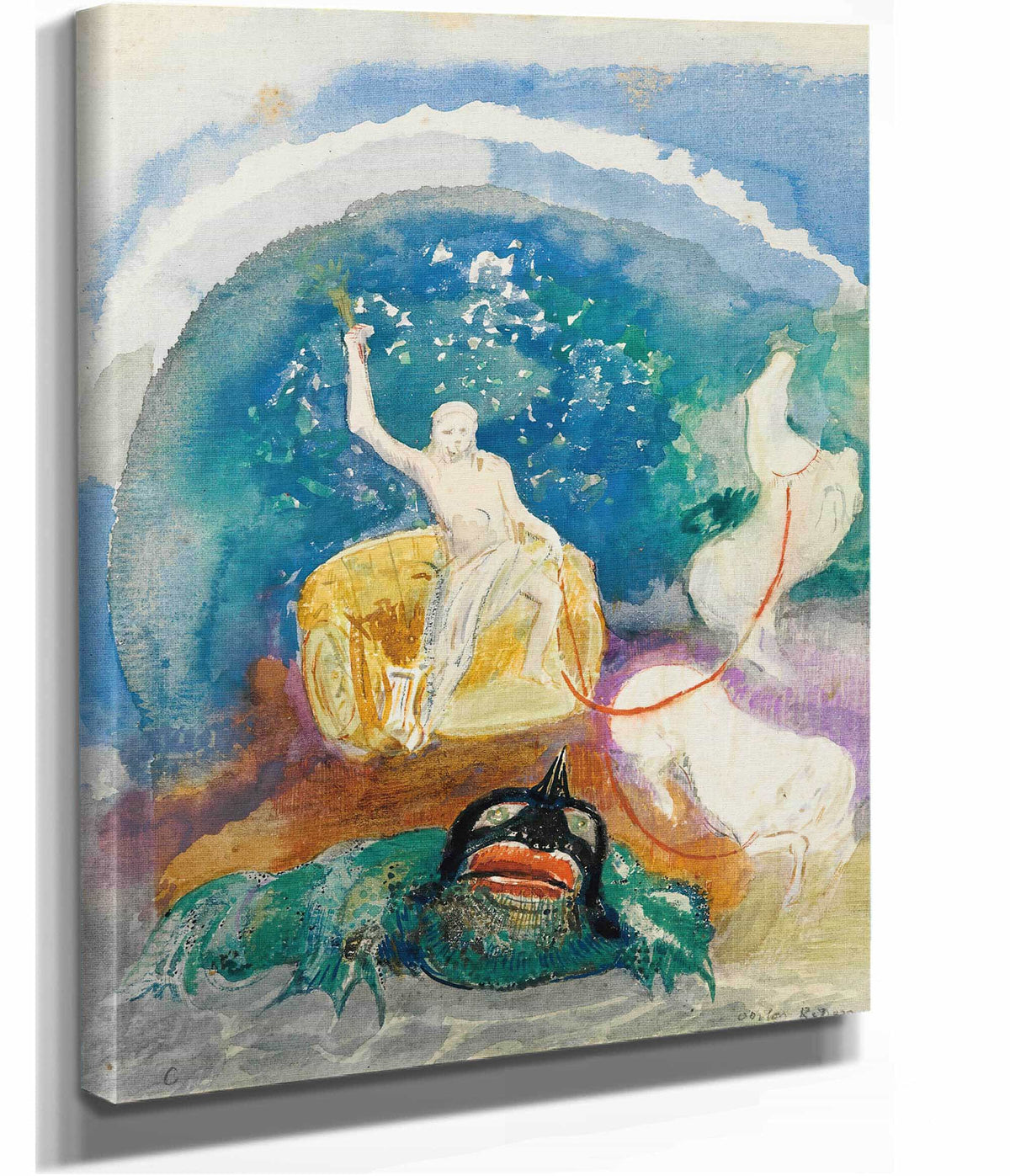 Le Monstre Vert Apollon Chevauchant Le Serpent Python by Odilon Redon