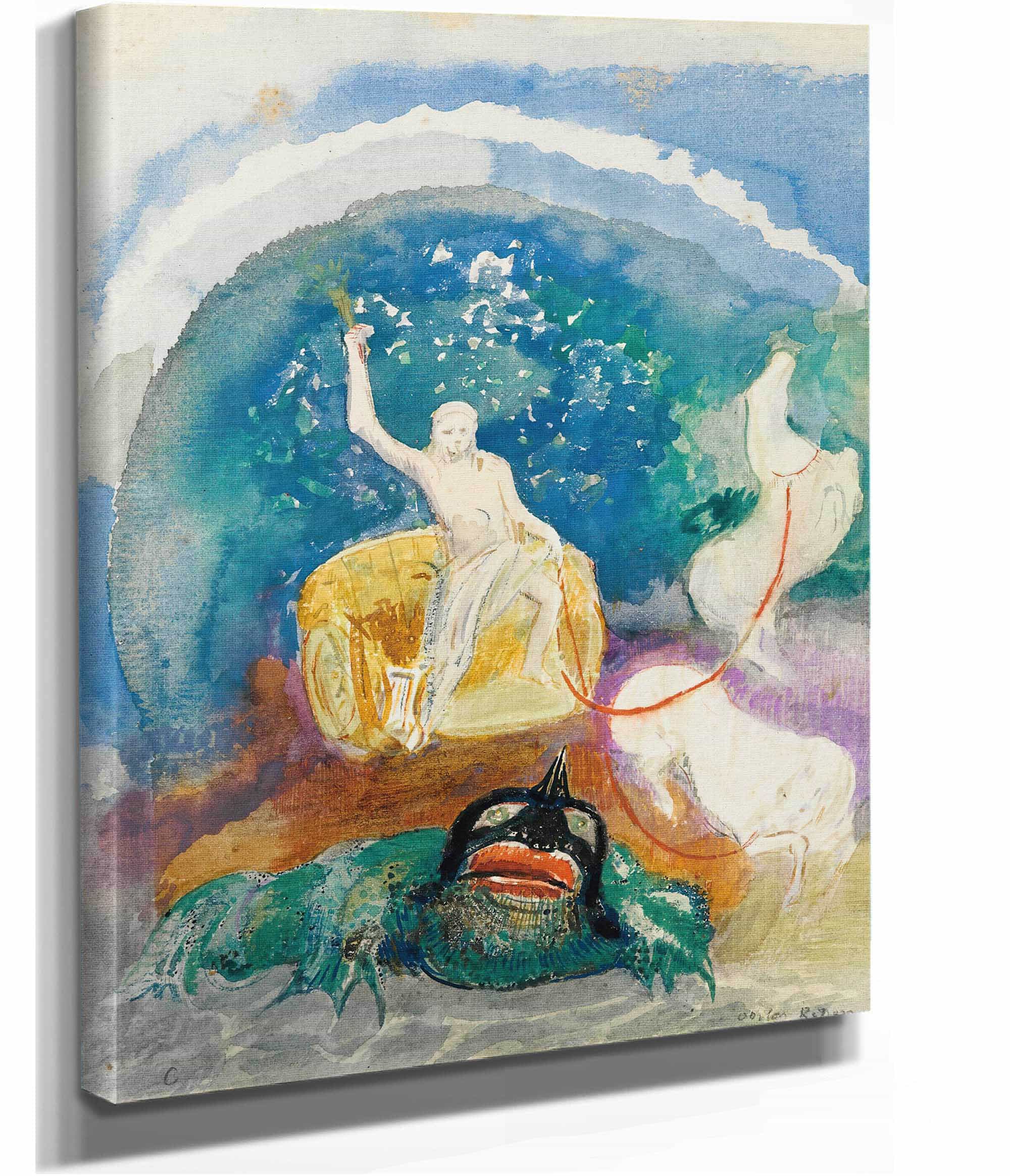 Le Monstre Vert Apollon Chevauchant Le Serpent Python by Odilon Redon